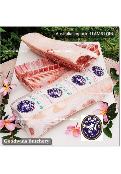 Lamb LOIN Australia frozen WAMMCO whole cuts +/- 2.2kg 18" 45cm (price/kg)